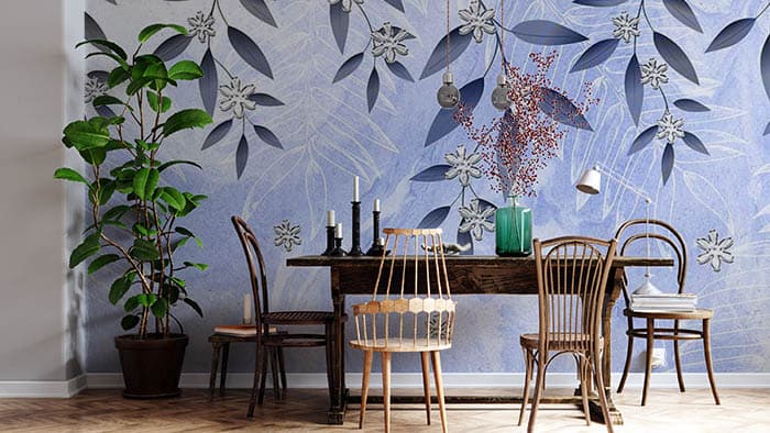 Blue Leaves shown in a room