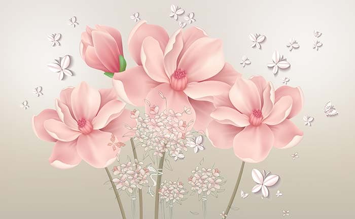 Pink Floral Wallpaper for Walls pattern detail