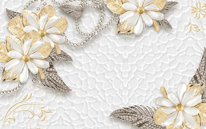 3D Design with Florals Pattern Wallpaper pattern detail