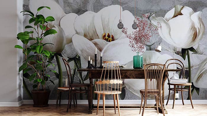 White Floral shown in a room