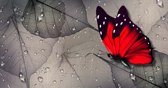 Elegant Red Butterfly Wall Mural Wallpaper pattern detail