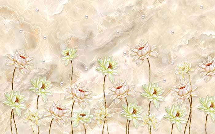 Aesthetic Beige Flowers Garden Inspired Wallpaper pattern detail