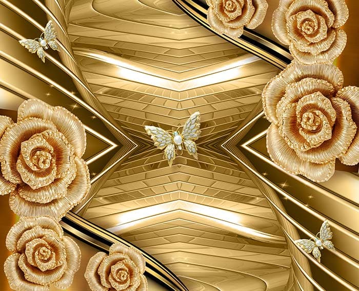 Elegant Aureate Butterfly Golden Theme wallpaper pattern detail