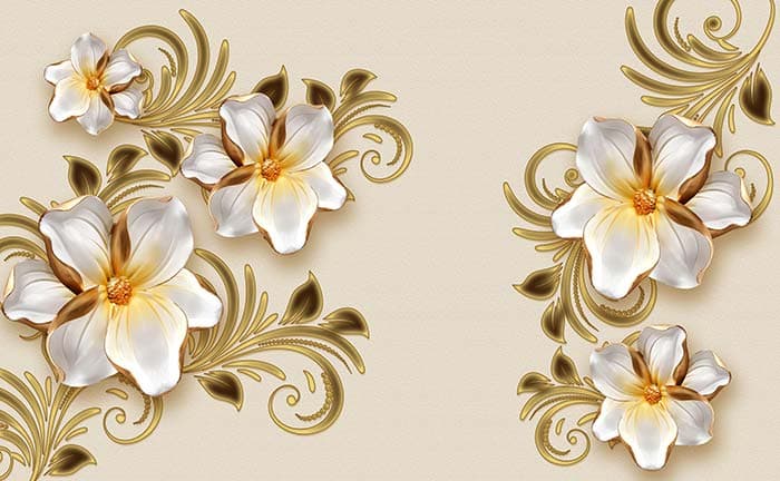 Elegant Gold Stem Design Minimal Wallpaper pattern detail