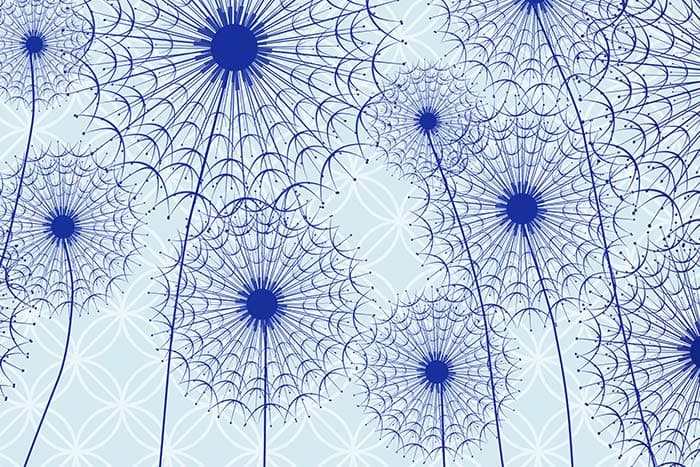 Blue Dandellions pattern detail