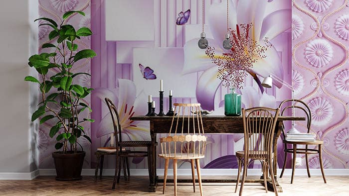 Lilac Lilies shown in a room