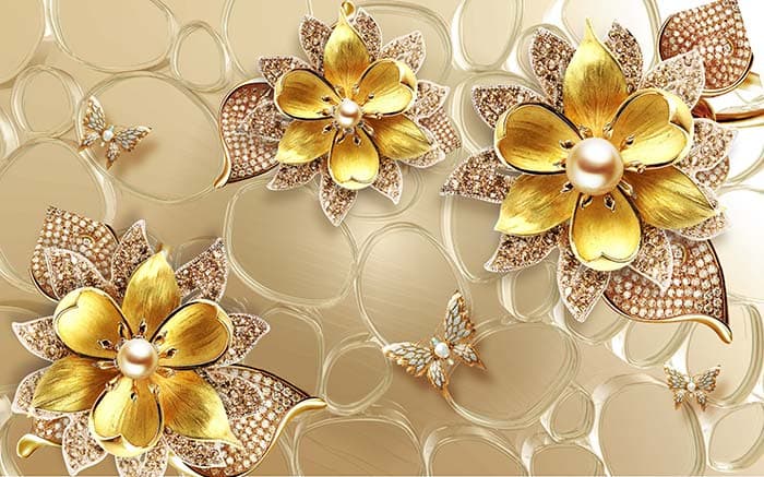 Golden Petals and pearls pattern detail