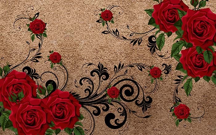 Aesthetic Red Roses on Brown Background Wallpaper for Wall pattern detail