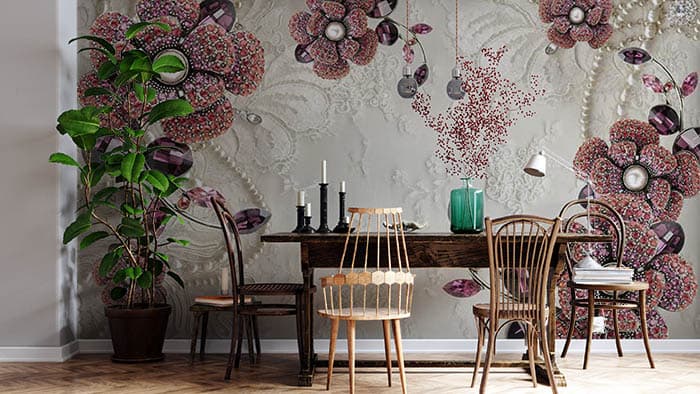 Red Stones flowers shown in a room
