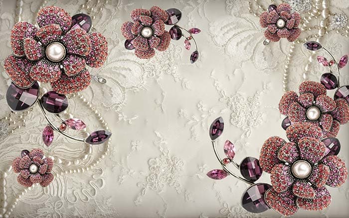 Red Stones flowers pattern detail
