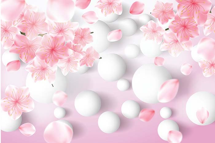 Romantic Pink Floral Sphere Theme Wallpaper pattern detail