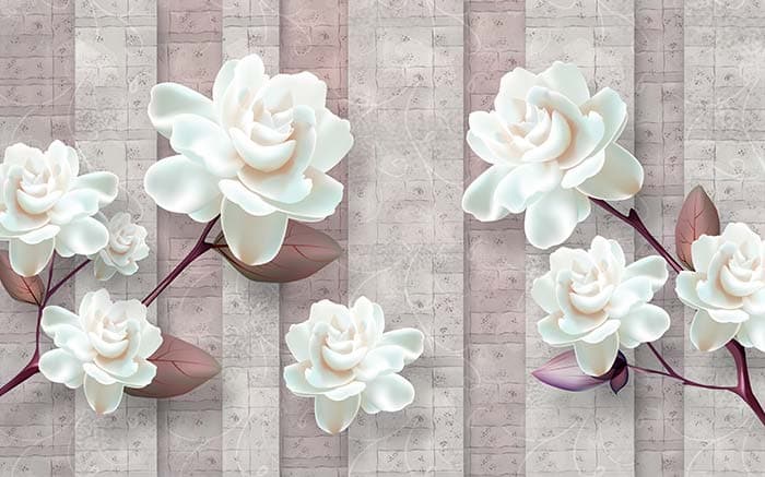 White Roses on Vintage Background Wallpaper for Wall pattern detail