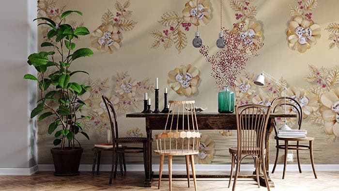 Golden Bloom in Water shown in a room