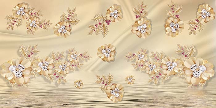Golden Bloom in Water pattern detail