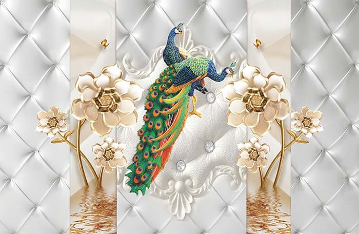 Elegant Peacock and Flower Design wallpaper pattern detail