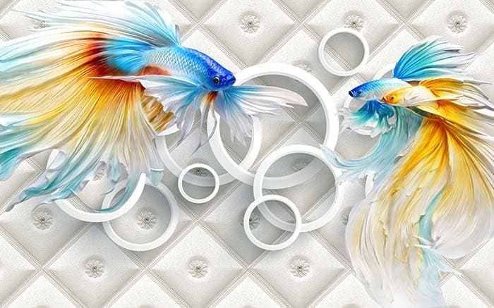 Artistic Tropical Fish Underwater Scene wallpaper pattern detail