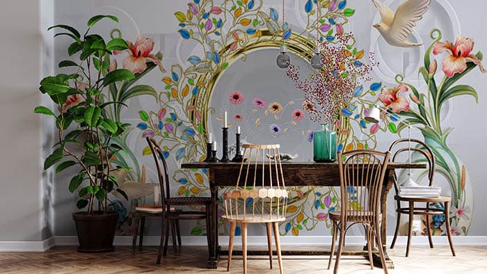 Flowers on a Mirror shown in a room