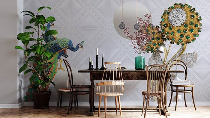 Sparkly dandellions shown in a room