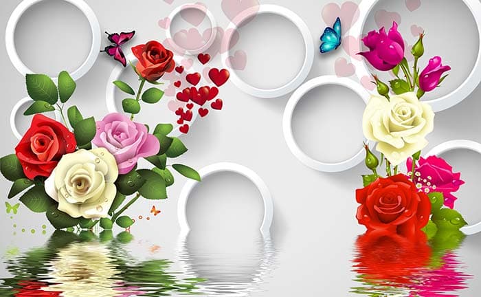 Colorful roses in Water pattern detail
