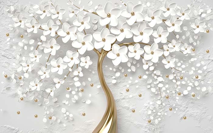 White Blossoms on a tree pattern detail