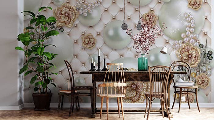 Roses on Pearls shown in a room