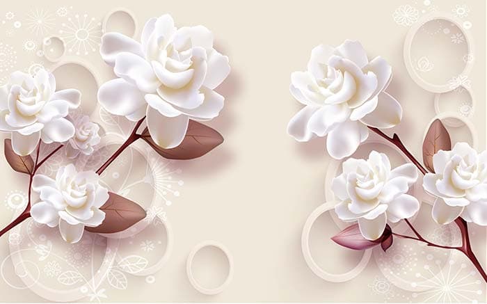 White Roses with Rings Wallpaper for Wall pattern detail