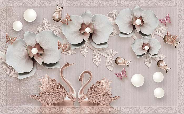 Pearls and Swans pattern detail