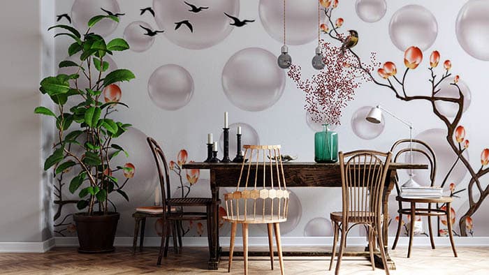 White Pearls and Branches shown in a room