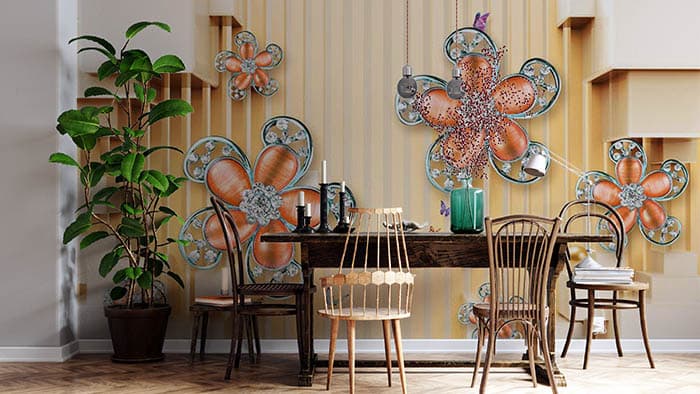 Citrus Bloom and Butterflies Wall Mural Wallpaper shown in a room