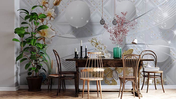 Elegant Sparkly Butterfly Wall Decor Wallpaper shown in a room