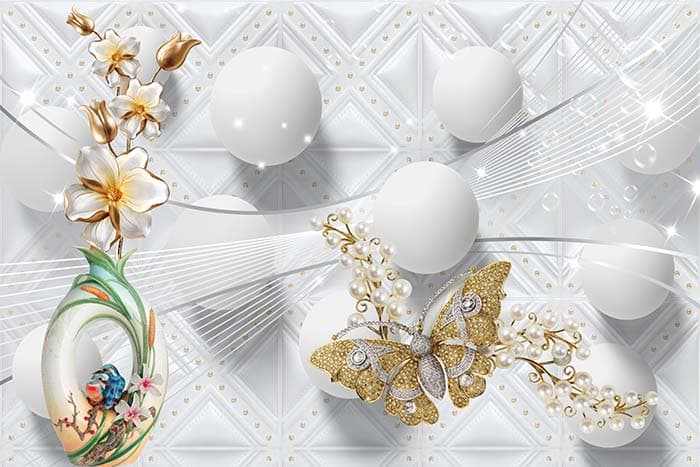 Elegant Sparkly Butterfly Wall Decor Wallpaper pattern detail