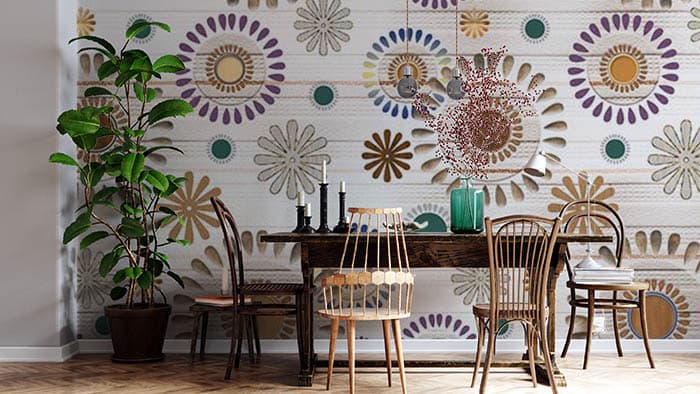 Abstract Flowers shown in a room