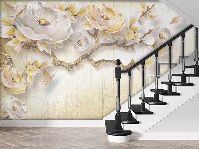 Ranunculus on a Branch shown in a room