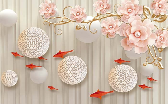 Beautiful Red Fish Decorative Wall Wallpaper pattern detail