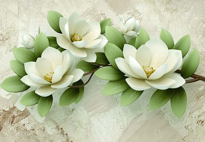 Cream White Lotus Wallpaper for Wall pattern detail