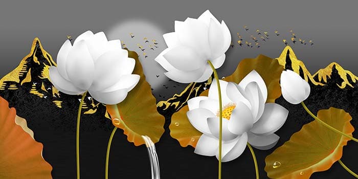 Serene White Lotus Wallpaper for Wall pattern detail