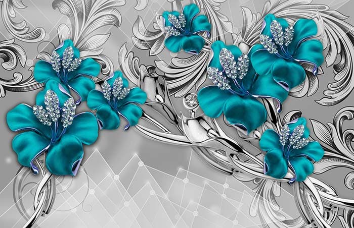 Turquoise Petals pattern detail