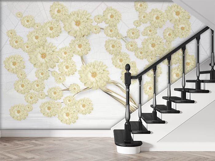 Golden Branch and Flowers shown in a room