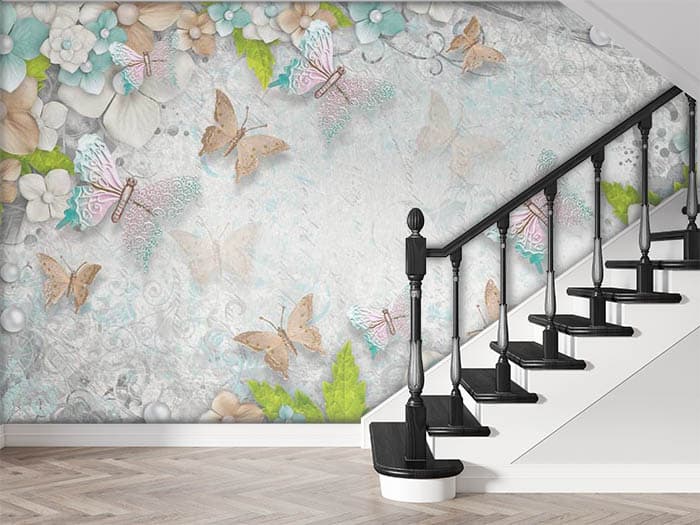 Nature Inspired Butterfly Wall Mural Wallpaper shown in a room