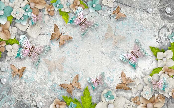 Nature Inspired Butterfly Wall Mural Wallpaper pattern detail