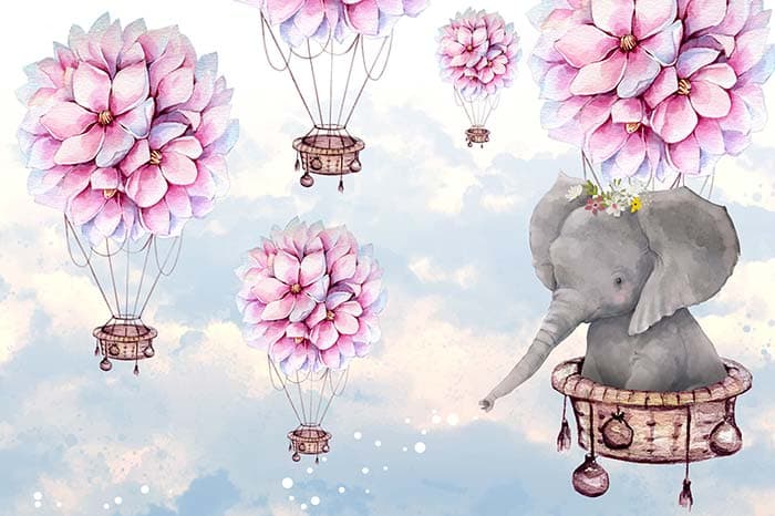Artistic Baby Elephant Nursery Design wallpaper pattern detail