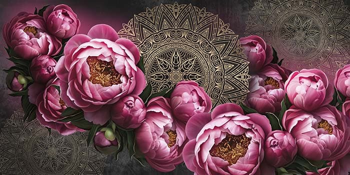 Beautiful Pink Blossom Garden Scene wallpaper pattern detail
