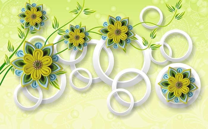 Lemon Green Flowers pattern detail