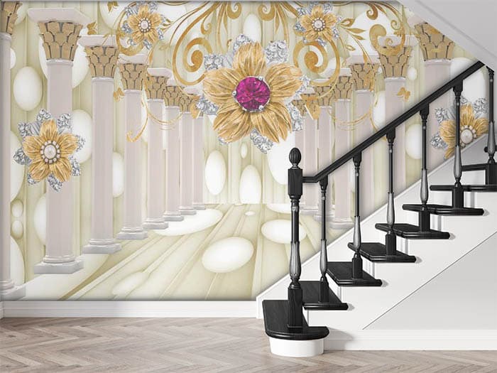 Golden Flower and Pillars shown in a room