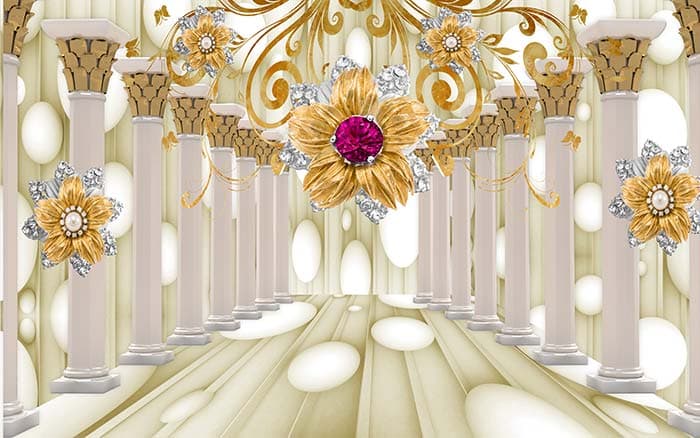 Golden Flower and Pillars pattern detail