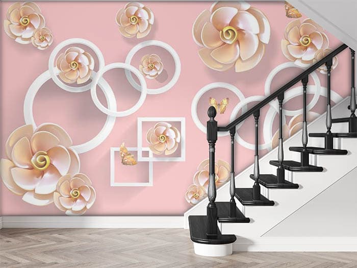 Luxury Golden Rings and Buttercups Wallpaper shown in a room