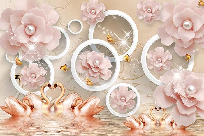 Swans and Carnations pattern detail