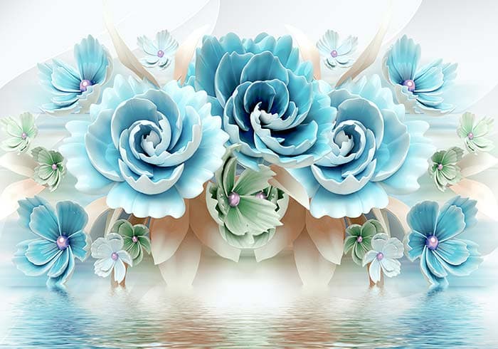 Aqua Blue Florets pattern detail