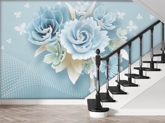 Mist Blue Florets shown in a room