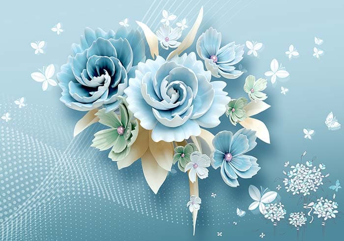 Mist Blue Florets pattern detail